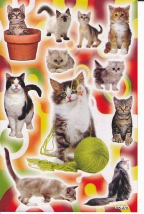 Katze Kater Katzen Kätzchen Kitten Tiere Aufkleber Sticker für Kinder Basteln Kindergarten Geburtstag 1 Bogen 275