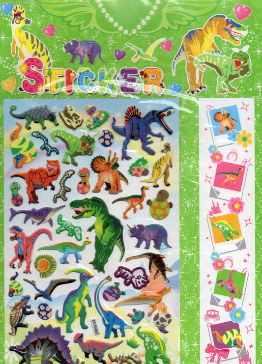 3D Dinosaurier Dino Jurassic T-Rex Raptor Aufkleber Sticker für Kinder Basteln Kindergarten Geburtstag 1 Bogen 276