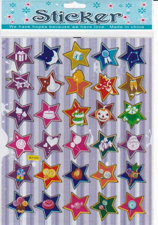 Stars star colorful stickers for children crafts kindergarten birthday 1 sheet 282