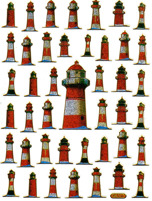 Leuchtturm Schiffe Anker Aufkleber Sticker metallic Glitzer Effekt Schule Kinder Basteln Kindergarten 1 Bogen 282