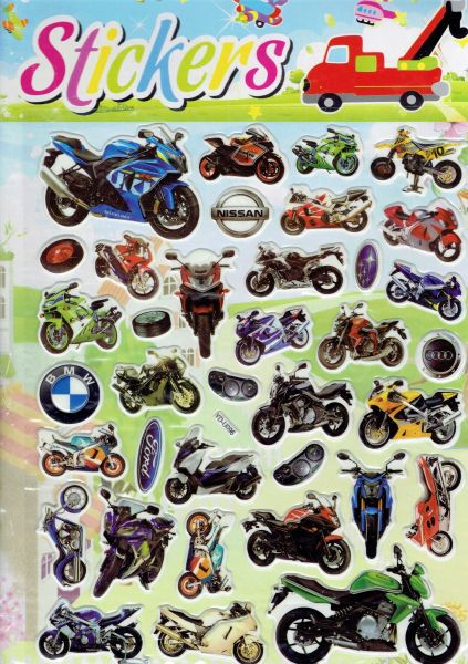 3D motorcycle chopper scooter biker sticker for children crafts kindergarten birthday 1 sheet 283