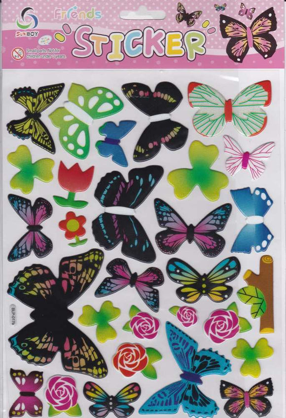 3D Schmetterlinge Schmetterling Insekten Tiere Aufkleber Sticker für Kinder Basteln Kindergarten Geburtstag 1 Bogen 283