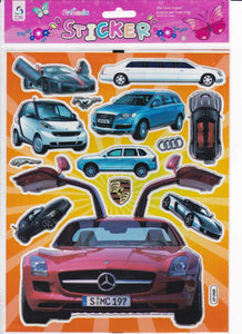 Sportwagen Limusine Auto Aufkleber Sticker für Kinder Basteln Kindergarten Geburtstag 1 Bogen 284