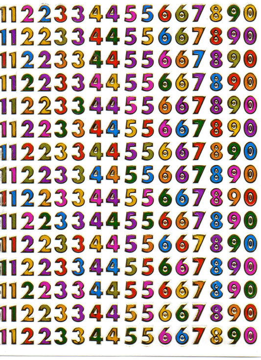 Colorful Numbers 123 Height 7 mm Sticker Sticker Metallic Glitter Effect School Office Folder Children Crafts Kindergarten 1 Sheet 284