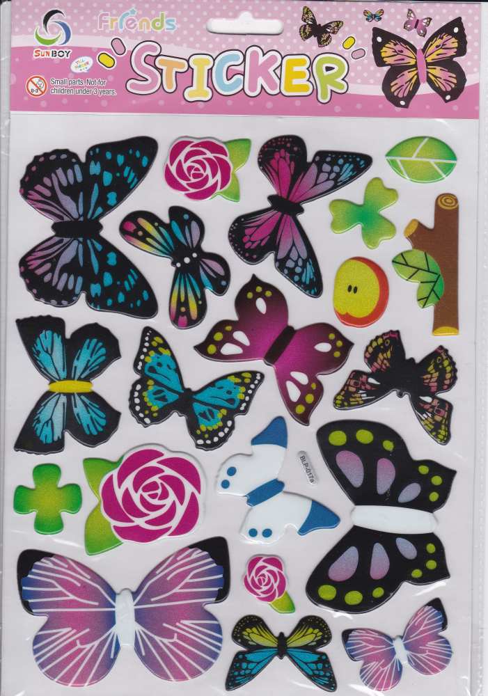 3D Schmetterlinge Schmetterling Insekten Tiere Aufkleber Sticker für Kinder Basteln Kindergarten Geburtstag 1 Bogen 284