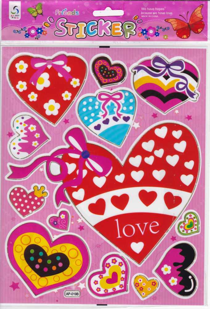 Hearts Heart Love Colorful Stickers for Children Crafts Kindergarten Birthday 1 sheet 285