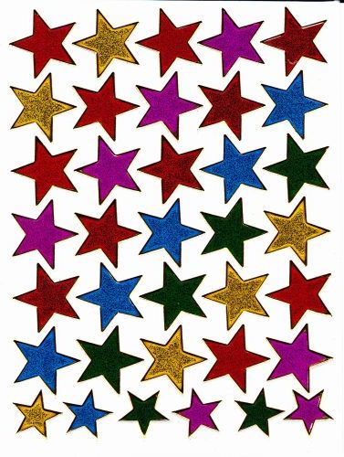 Sterne Stern bunt Aufkleber Sticker metallic Glitzer Effekt für Kinder Basteln Kindergarten Geburtstag 1 Bogen 285
