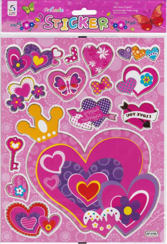 Hearts Heart Love Colorful Stickers for Children Crafts Kindergarten Birthday 1 sheet 287
