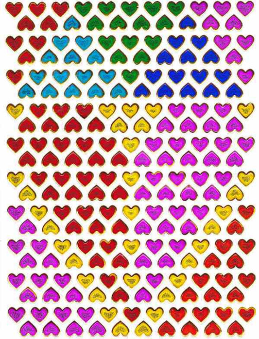 Heart hearts colorful love sticker metallic glitter effect for children crafts kindergarten birthday 1 sheet 290