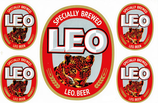 Leo Bier Sponsor Sponsoren Logo Aufkleber Sticker Motorrad Roller Skateboard Auto Tuning Modellbau selbstklebend 298