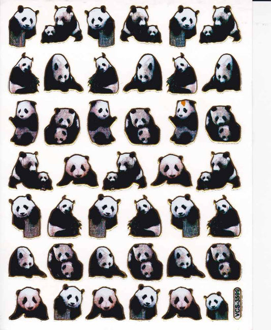 Panda Bear Panda Animals Colorful Sticker Metallic Glitter Effect Children Crafts Kindergarten 1 Sheet 301