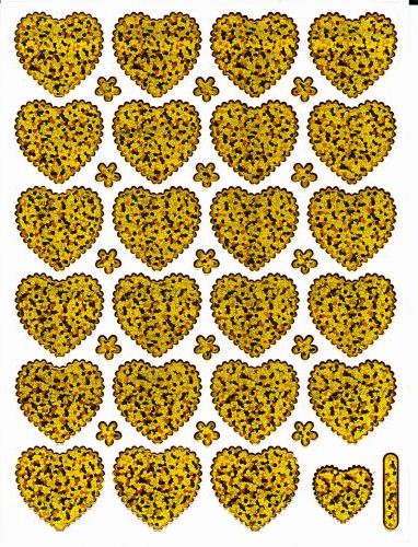 Herz Herzen gold Liebe Aufkleber Sticker metallic Glitzer Effekt für Kinder Basteln Kindergarten 1 Bogen 304