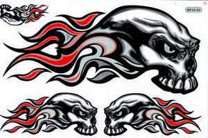 Skull flames fire gray sticker motorcycle scooter skateboard car tuning model building self-adhesive 306