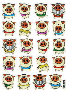 Funkelnde Vielfalt: Bunte Schweinchen - Metallic Glitzer Sticker für Kinder, Basteln und Kindergarten 1 Bogen