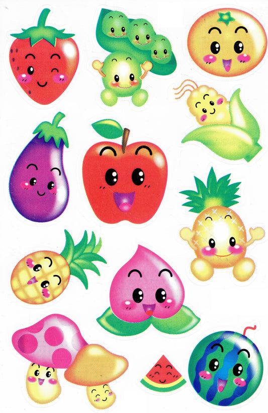 Früchte Apfel erdbeere Wassermelone Aufkleber Sticker für Kinder Basteln Kindergarten Geburtstag 1 Bogen 307