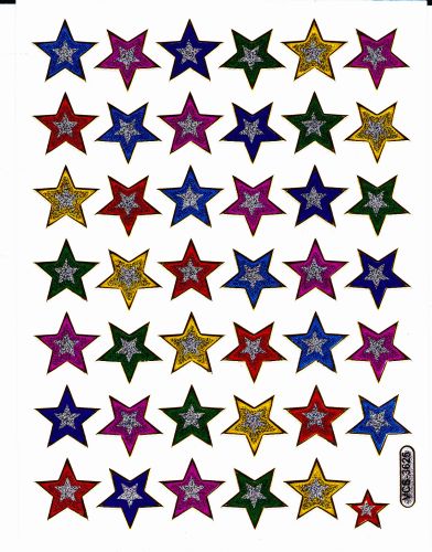 Sterne Stern bunt Aufkleber Sticker metallic Glitzer Effekt für Kinder Basteln Kindergarten Geburtstag 1 Bogen 308