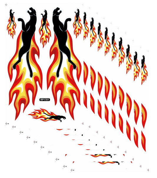 SPAR PACK OF 10 flames fire orange panther sticker motorcycle moped scooter skateboard car tuning model building self-adhesive 310
