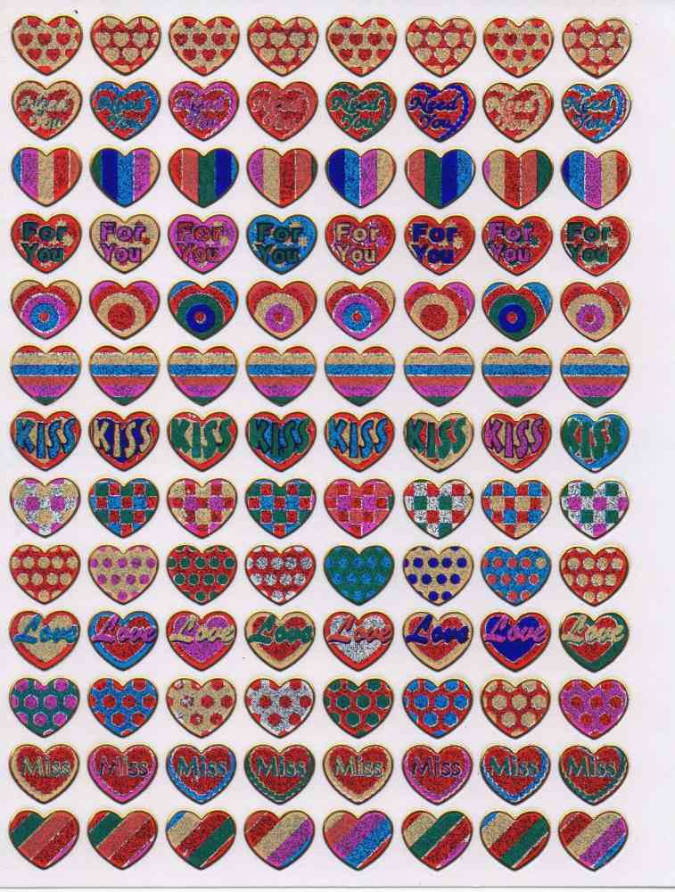 Herz Herzen bunt Liebe Aufkleber Sticker metallic Glitzer Effekt für Kinder Basteln Kindergarten Geburtstag 1 Bogen 311