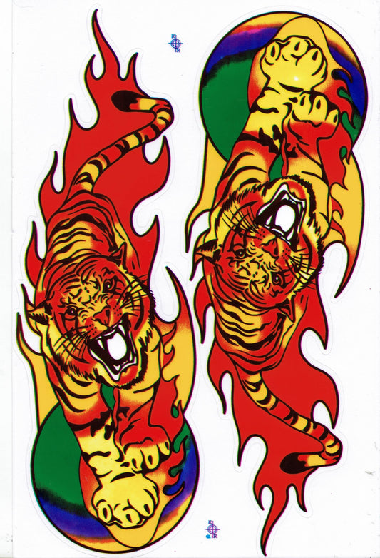 Tiger flames fire orange sticker motorcycle scooter skateboard car tuning model making self-adhesive 313