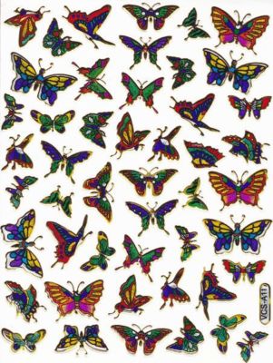 Papillon insectes animaux autocollants colorés effet de paillettes métalliques pour enfants artisanat maternelle anniversaire 1 feuille 315