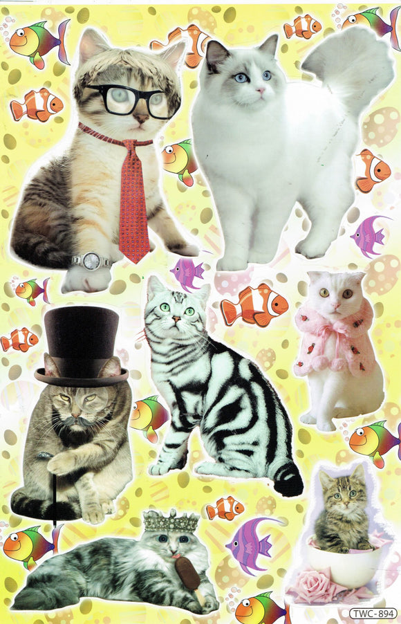 Katze Kater Katzen Kätzchen Kitten Tiere Aufkleber Sticker für Kinder Basteln Kindergarten Geburtstag 1 Bogen 318
