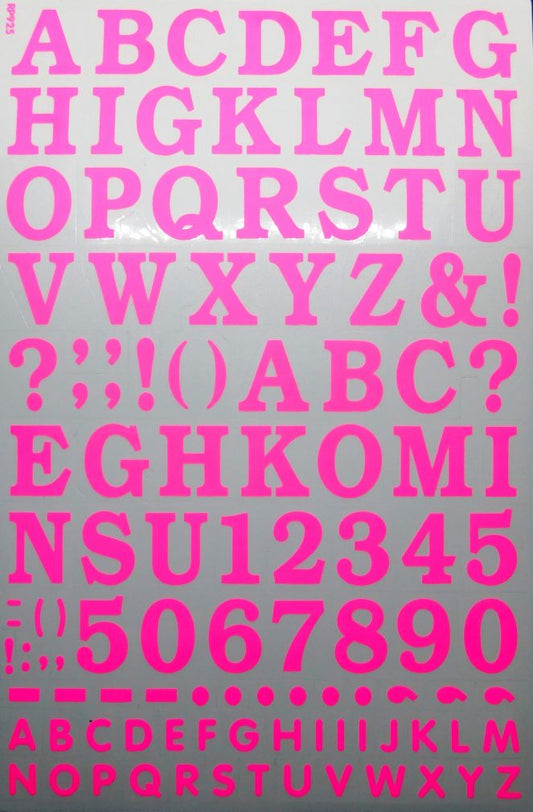 Letters ABC pink 23 mm high sticker for office folders children crafts kindergarten birthday 1 sheet 318