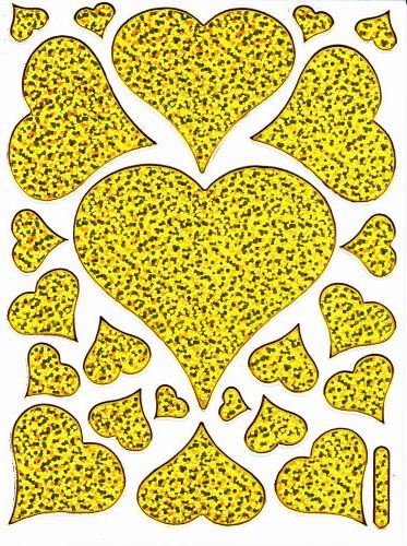 Herz Herzen gold Liebe Aufkleber Sticker metallic Glitzer Effekt für Kinder Basteln Kindergarten 1 Bogen 319