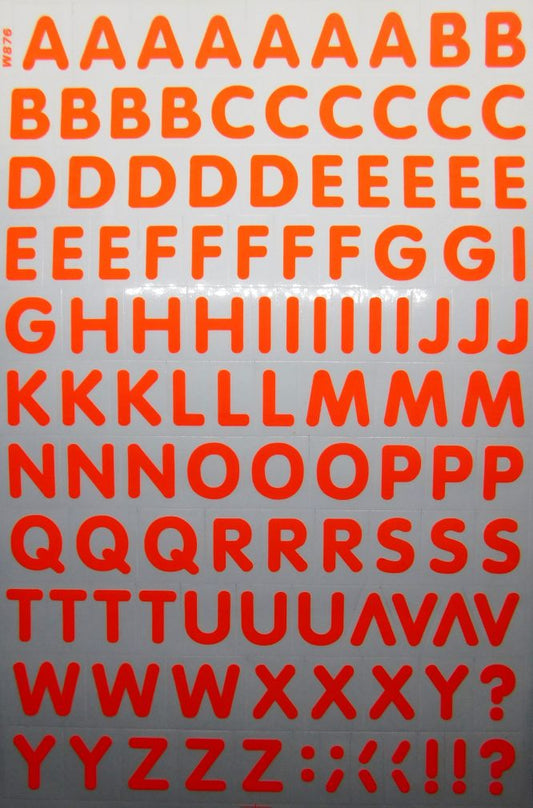 Letters ABC orange 17 mm high sticker for office folders children crafts kindergarten birthday 1 sheet 320