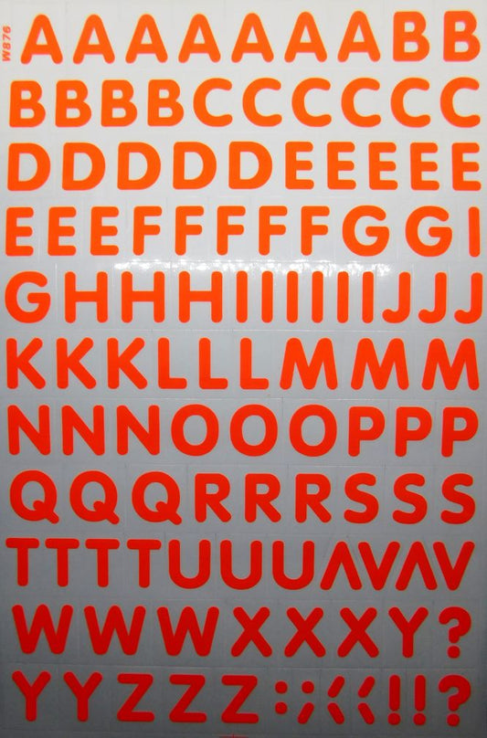 Lettres ABC orange 17 mm de haut autocollant pour dossiers de bureau enfants artisanat maternelle anniversaire 1 feuille 320