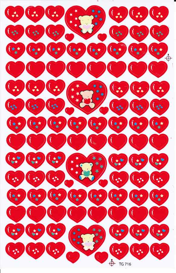 Hearts Heart Love Stickers for Children Crafts Kindergarten Birthday 1 sheet 322