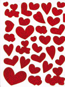 Herz Herzen rot Liebe Aufkleber Sticker metallic Glitzer Effekt für Kinder Basteln Kindergarten Geburtstag 1 Bogen 322