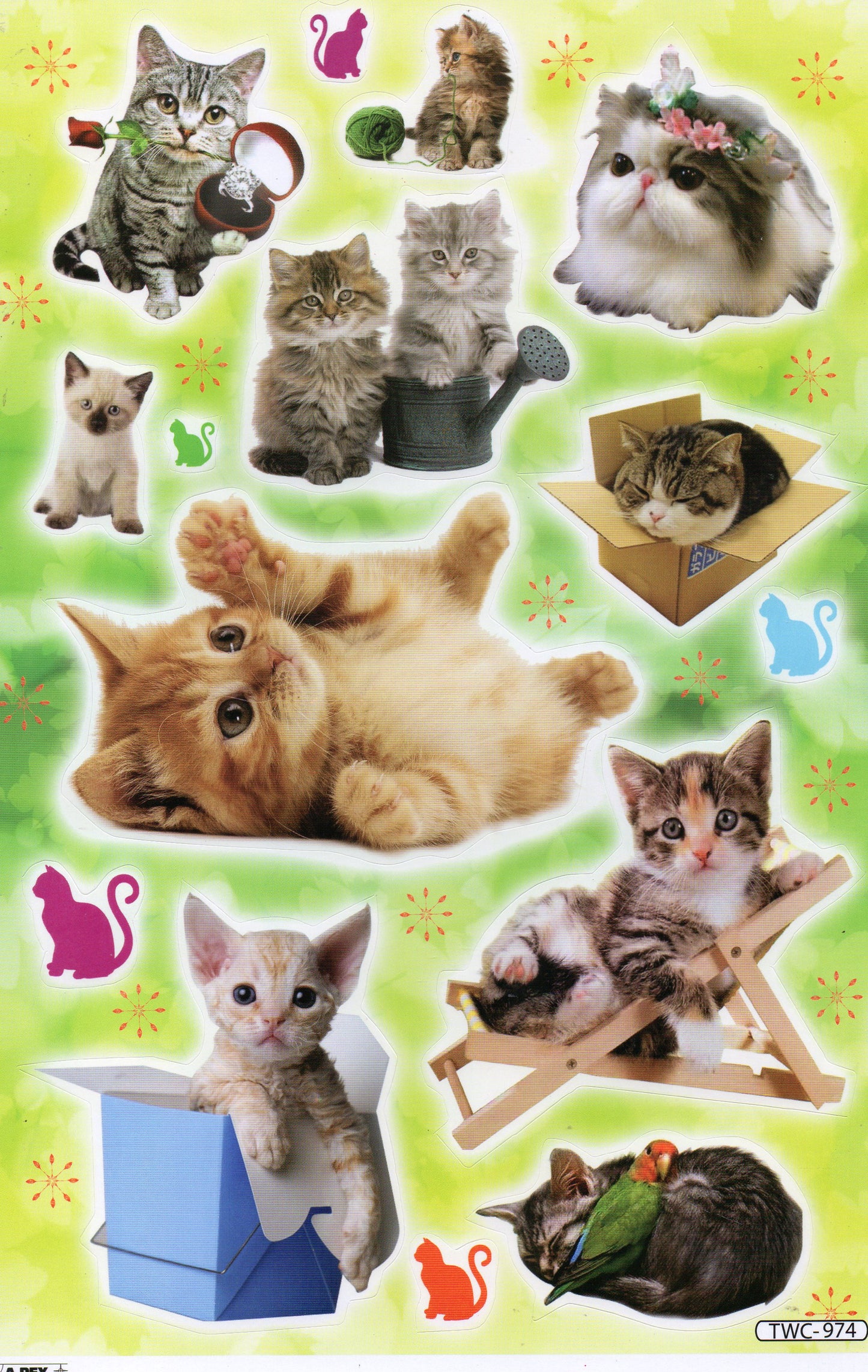 Katze Kater Katzen Kätzchen Kitten Tiere Aufkleber Sticker für Kinder Basteln Kindergarten Geburtstag 1 Bogen 324