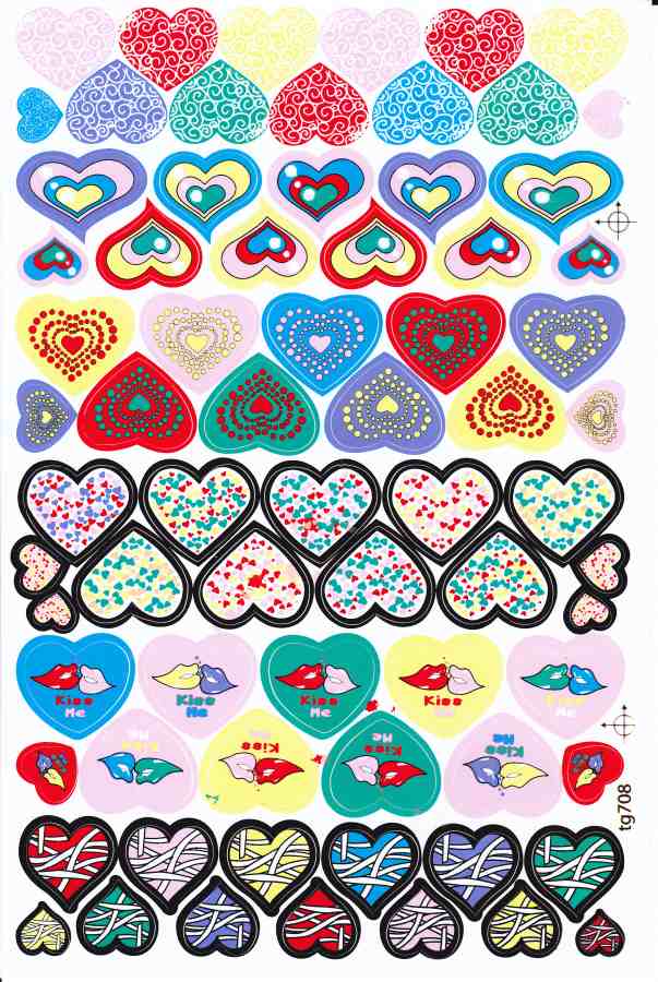 Hearts Heart Love Stickers for Children Crafts Kindergarten Birthday 1 sheet 326