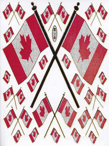 Flagge Kanada Aufkleber Sticker metallic Glitzer Effekt Kinder Basteln Kindergarten 1 Bogen 326