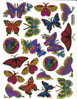 Schmetterling Insekten Tiere bunt Aufkleber Sticker metallic Glitzer Effekt für Kinder Basteln Kindergarten Geburtstag 1 Bogen 326