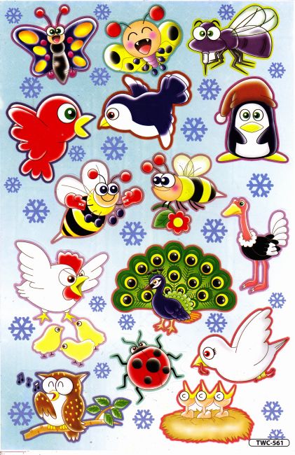 Schmetterling Vogel Huhn Pinguin Tiere Aufkleber Sticker für Kinder Basteln Kindergarten Geburtstag 1 Bogen 326