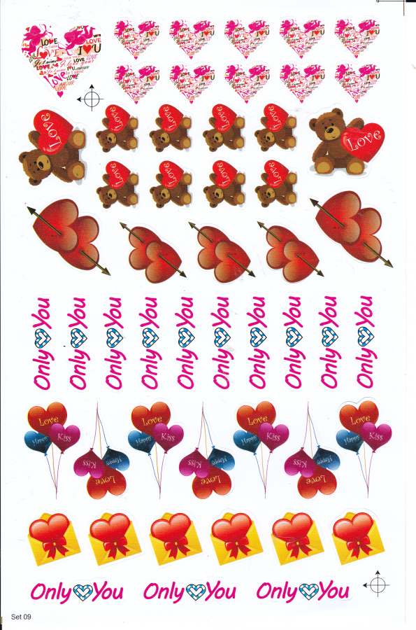 Hearts Heart Love Stickers for Children Crafts Kindergarten Birthday 1 sheet 328