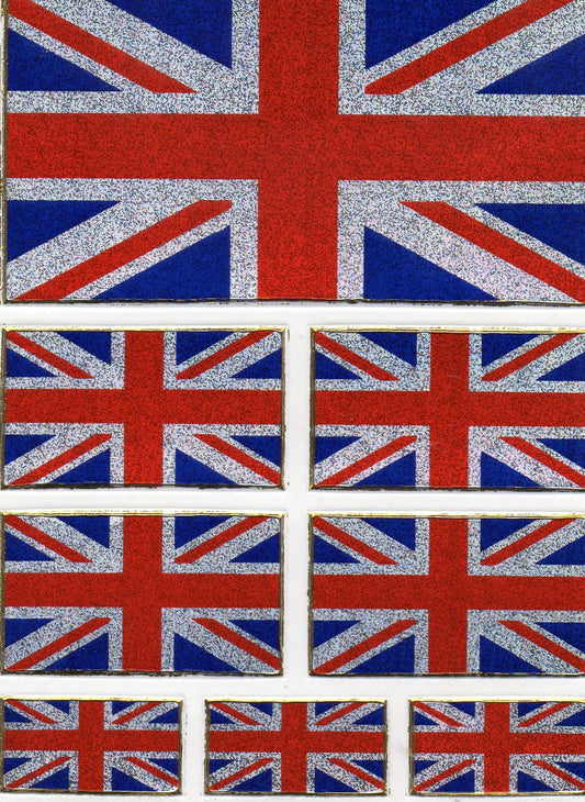 Flagge England Grossbritannien Aufkleber Sticker metallic Glitzer Effekt Kinder Basteln Kindergarten 1 Bogen 329