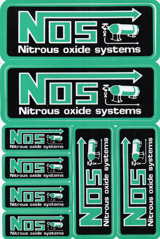 NOS N.O.S. grün Logo Aufkleber Sticker Motorrad Roller Skateboard Auto Tuning Modellbau selbstklebend 331