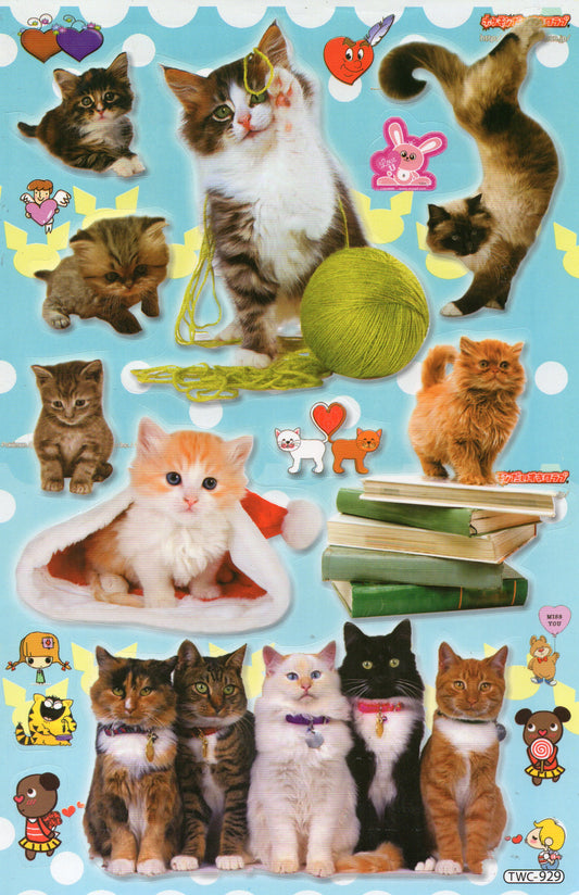 Chat tomcat chats chaton chaton animaux autocollants autocollants pour enfants artisanat maternelle anniversaire 1 feuille 332