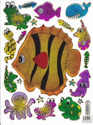 Fisch Fisches Meeresbewohner Wassertiere Tiere bunt Aufkleber Sticker metallic Glitzer Effekt für Kinder Basteln Kindergarten Geburtstag 1 Bogen 334
