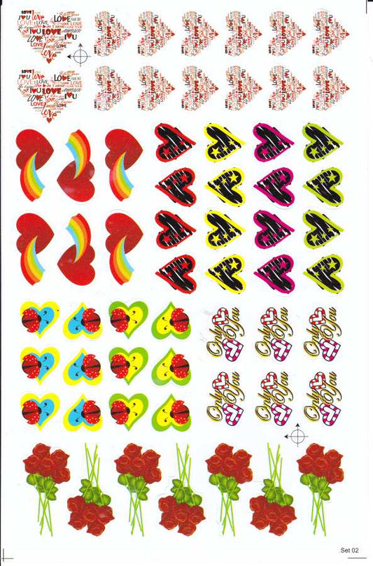 Hearts Heart Love Stickers for Children Crafts Kindergarten Birthday 1 sheet 338