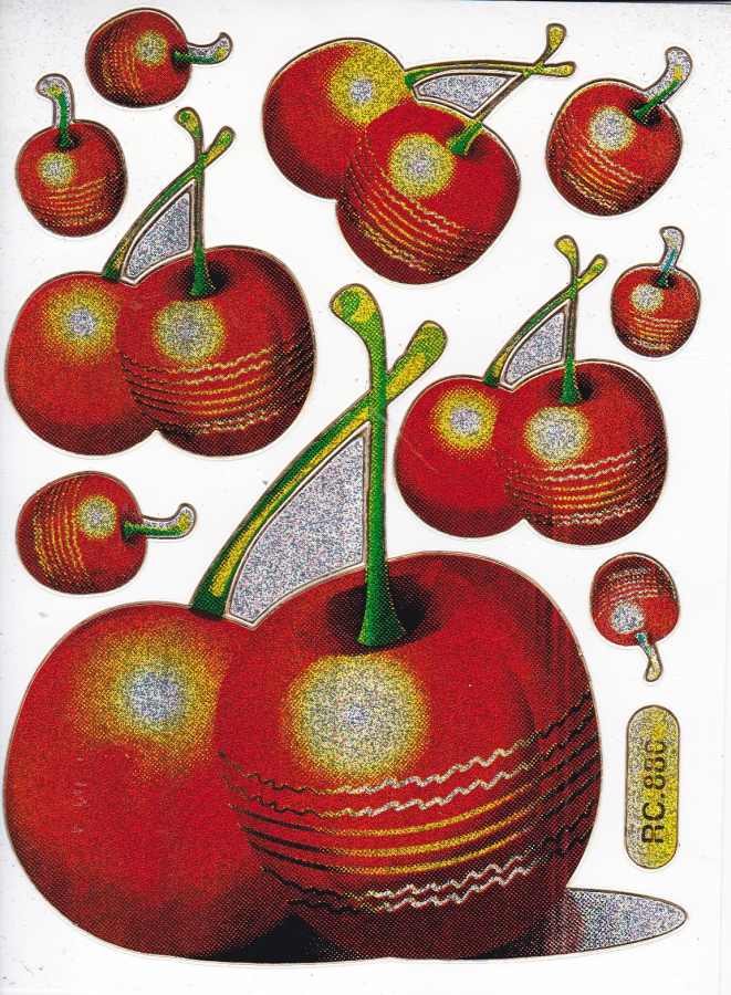 kirschen Früchte Obst Aufkleber Sticker metallic Glitzer Effekt Schule Kinder Basteln Kindergarten 1 Bogen 338