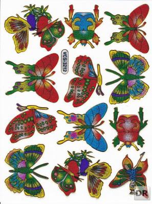 Papillon insectes animaux autocollants colorés effet de paillettes métalliques pour enfants artisanat maternelle anniversaire 1 feuille 339