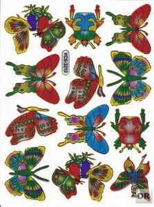 Schmetterling Insekten Tiere bunt Aufkleber Sticker metallic Glitzer Effekt für Kinder Basteln Kindergarten Geburtstag 1 Bogen 339