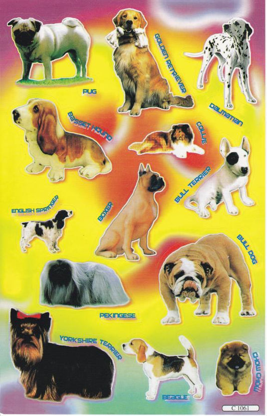 Dog dogs male puppy animals stickers for children crafts kindergarten birthday 1 sheet 339