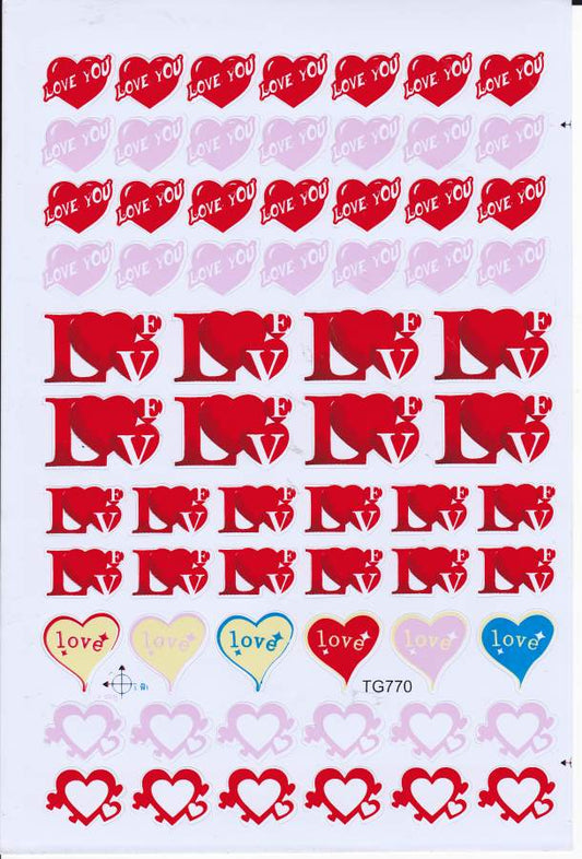 Hearts Heart Love Stickers for Children Crafts Kindergarten Birthday 1 sheet 341