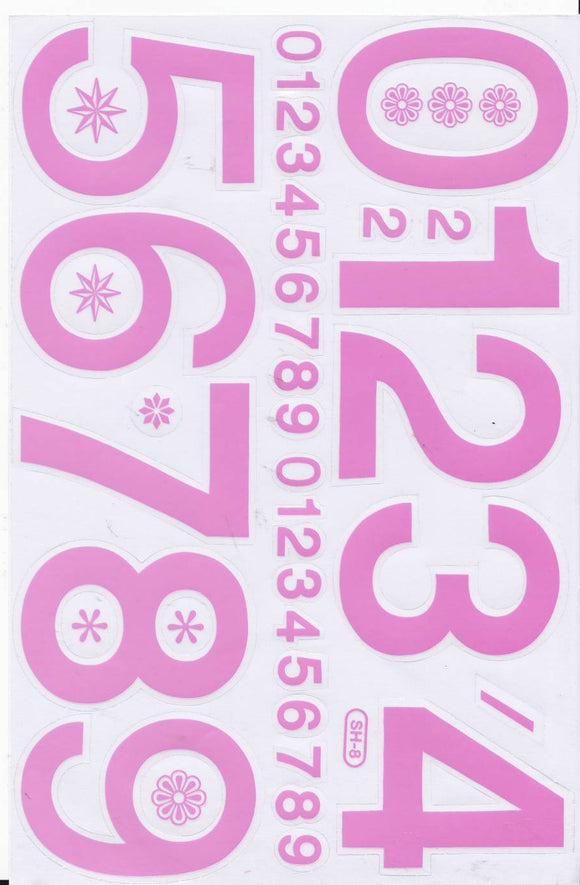 Zahlen Nummern 123 pink 70 mm hoch Aufkleber Sticker für Büro Ordner Kinder Basteln Kindergarten Geburtstag 1 Bogen 342
