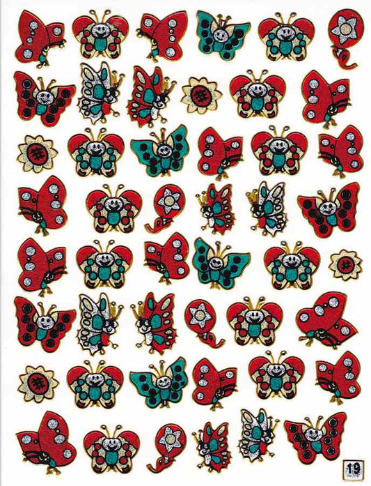 Papillon Insectes Animaux Autocollant Coloré Effet Paillettes Métalliques pour Enfants Artisanat Maternelle Anniversaire 1 feuille 342