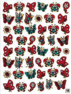 Schmetterling Insekten Tiere bunt Aufkleber Sticker metallic Glitzer Effekt für Kinder Basteln Kindergarten Geburtstag 1 Bogen 342